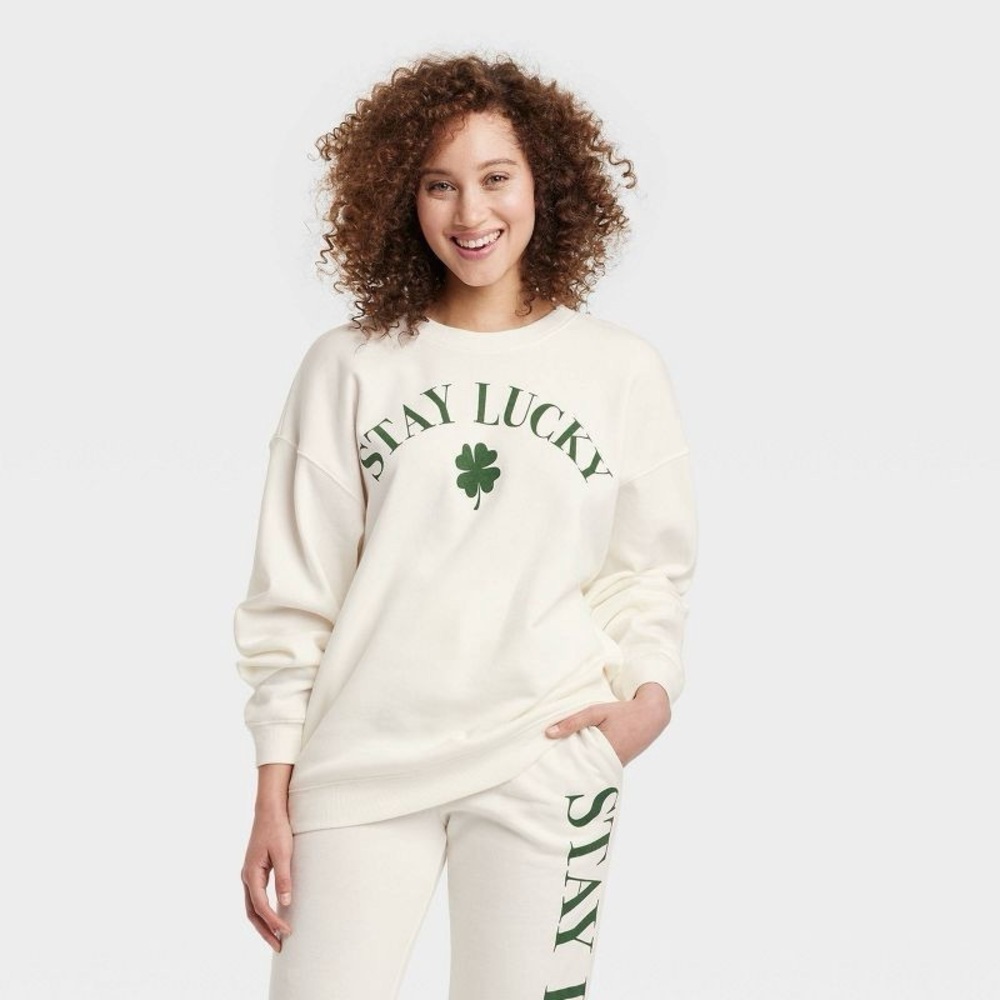 Grayson Threads Women's Stay Lucky Graphic Sweatshirt Size XS
